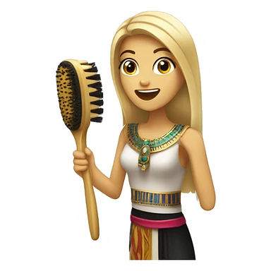 blonde girl singing into a hair brush dressed in Egyptian clothing  sticker