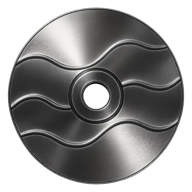 A minimalist CD disc with wave pattern, glowing effect, green color sticker