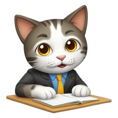 un gato estudiando sticker