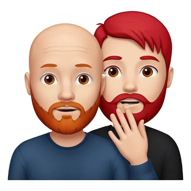 White Bald man with red beard touching face white girl black hair  sticker