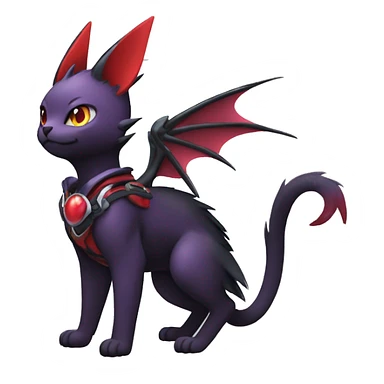 Kawaii cool edgy beautiful elegant black red purple fantasy nargacuga-noivern-cat-Fakemon collar harness full body sticker
