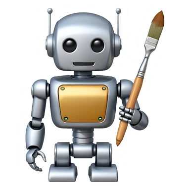 robot holding a paintbrush sticker