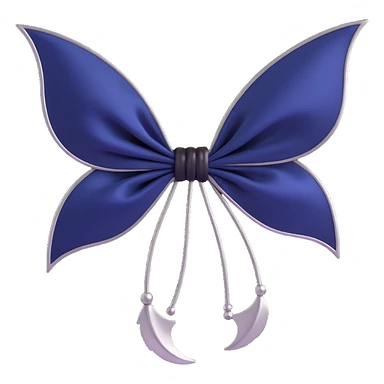 gothic bow, navy blue silk, silver bat brooch, black feather accents, mysterious and lush sticker