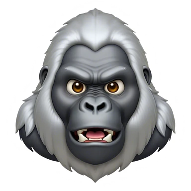 Cinematic Comical Silverback Gorilla Portrait Emoji, Head tilted dramatically with an exaggeratedly shocked expression, featuring a stately silver mane and wide, comically expressive eyes full of humorous disbelief, Simplified yet hilariously expressive features, highly detailed, glowing with a slightly sassy jungle glow, high shine, dramatic yet playful, stylized with an air of quirky primate attitude, soft glowing outline, capturing the essence of a meme-worthy silverback that appears ready to side-eye its way into viral fame! sticker
