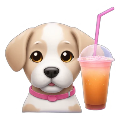 Dog drinking bubble tea sticker