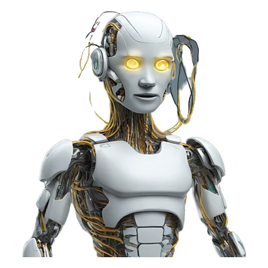 errored cyborg with wires and circuits  sticker