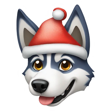 husky with christmas hat sticker