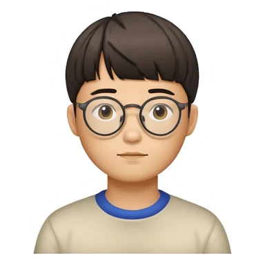 Korean man with a bowl haircut and glasses sticker