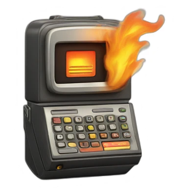 retro beeper on fire sticker