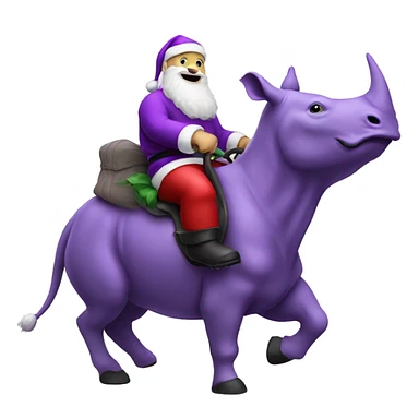 Santa riding a purple rhino sticker