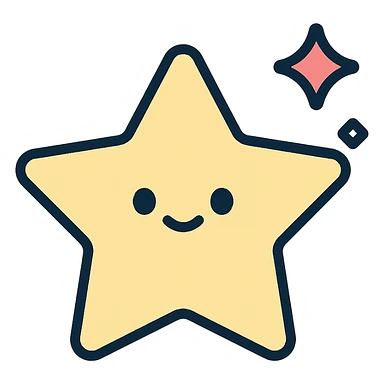 pastel colored minimal kawaii star with modern lines and slight sparkle sticker