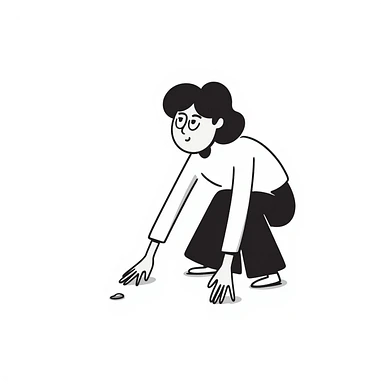 Woman looking for a dot sticker