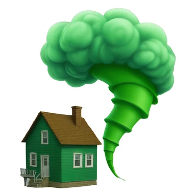 Green tornado and house sticker