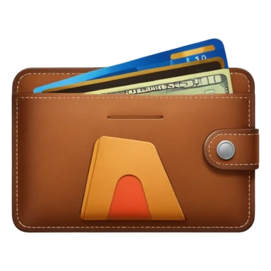 portefeuille marron avec billet et carte bancaire sticker