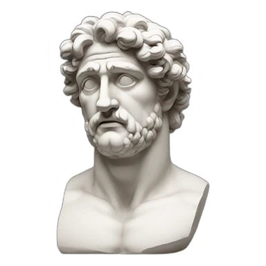 Greek man sculpture from half top in a thinking position  sticker