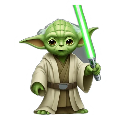 Master Yoda with green lightsaber sticker