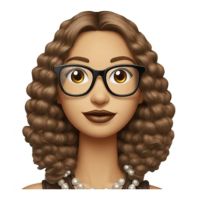 Mujer de pelo liso color castaño con gafas guess pendientes de perlas  sticker