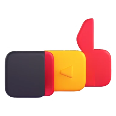 3D style Youtube logo emoji, angled to the right, with shadow sticker