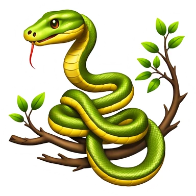 Snake wrapped around a glowing branch sticker