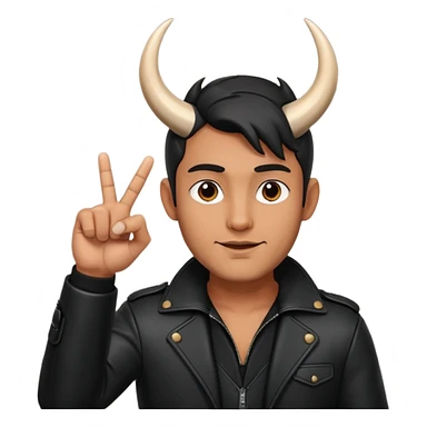 Un uomo vestito in nero che fa il gesto delle corna  sticker