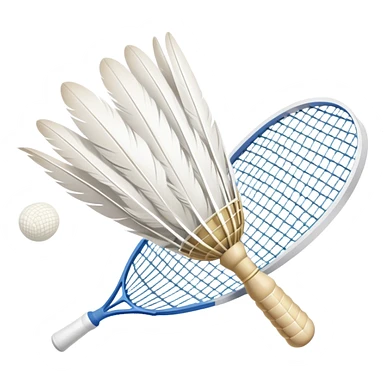 A shuttlecock mid-air above a badminton court, with its feathers spread wide and the background showing a faint outline of a net. The image emphasizes motion and lightness, symbolizing the speed and precision of the sport without players in sight sticker