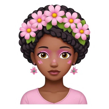 Pastel Pink Black Girl With Flowers sticker