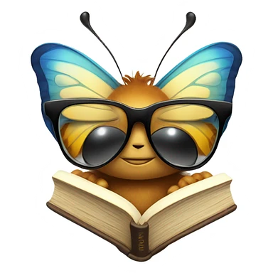 Butterfly with glasses and a book sticker
