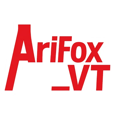 the H&K logo, rebranded and reshaped so the letters say "AriFox_VT" sticker