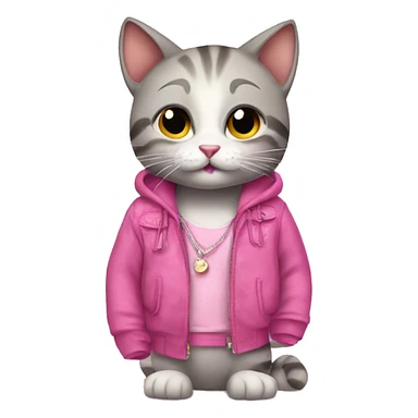 cat going to club dressed girly in pink sticker