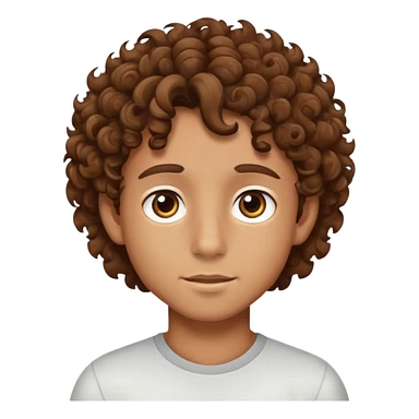 A boy with tan skin, curly brown hair, and brown eyes sticker