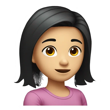 arms crossed girl long black hair looking back over shoulder sticker