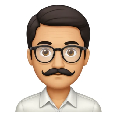 Olive colored man/broWn eyes/with thick glasses and black mustache and medium length hair sticker