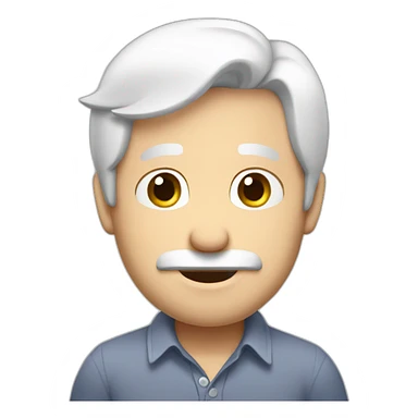 European shy guy with white hair wearing a shirt sticker