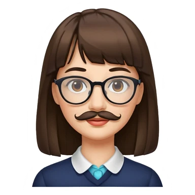 woman with bangs and glasses and beautiful mustache sticker