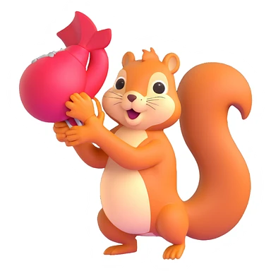 squirrel holding a fish like a boxing glove sticker