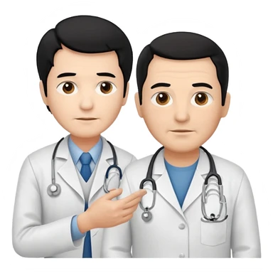 doctor black hair attending to a old man  sticker