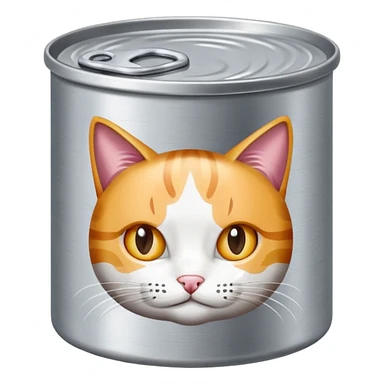 a flat round cat food can sticker