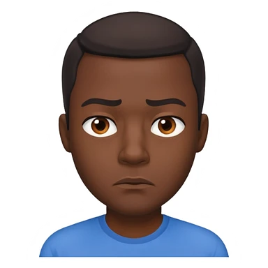 dark-skinned male in blue shirt staring with contempt sticker