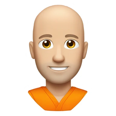Short, bald, white guy with orange gi on sticker