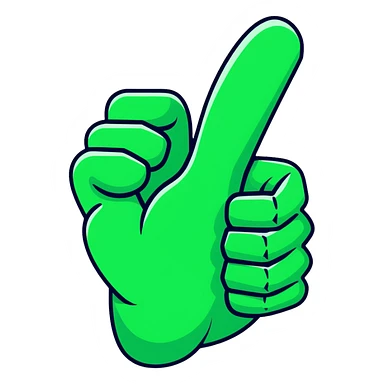 Geometric Maya style thumbs up - message received, strictly white and deep dark green only, angular sharp lines sticker