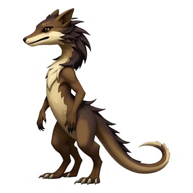 Brown and beige badass elegant wild beautiful natural badass futuristic epic exotic anthro modern furry 2-legged sergal-vernid-creature, full body, dark-brown-black-gradient pretty hair, with a long tufted tail, aesthetic, art by LiLaiRa, art by art by Falvie sticker