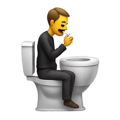 smoking a cigarette with coffee in hand on the toilet sticker