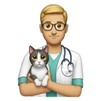 vet holding a cat sticker