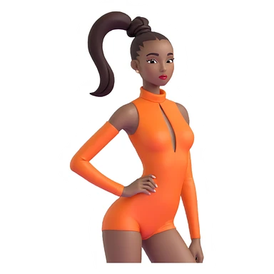 Professional African runway model with high sleek ponytail, striking features, high fashion pose sticker