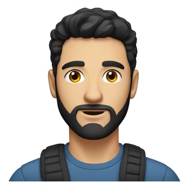 caucasian young man with black hair, beard and thick eyebrows sticker
