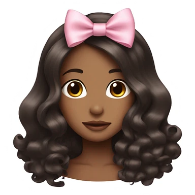 Tall Dark brown blowout hair with soft pink bow sticker