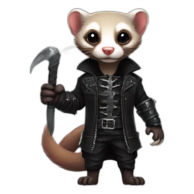 Red ferret wearing black gothic heavy metal clothing sticker