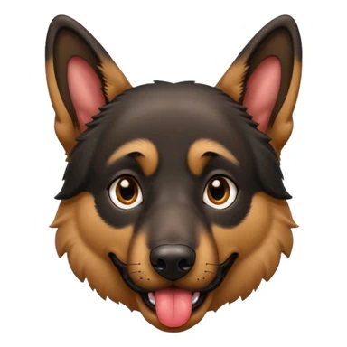 cartoon style dark German Shepherd dog with its tongue hanging out long sticker