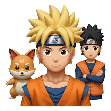 fais goku avec un melange de naruto et de 2 pkemon de ton choi aussi  sticker