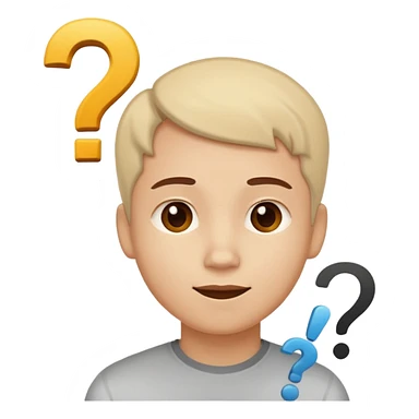 Una persona pensativa, que este feliz con un signo de interrogación arriba de la cabeza sticker